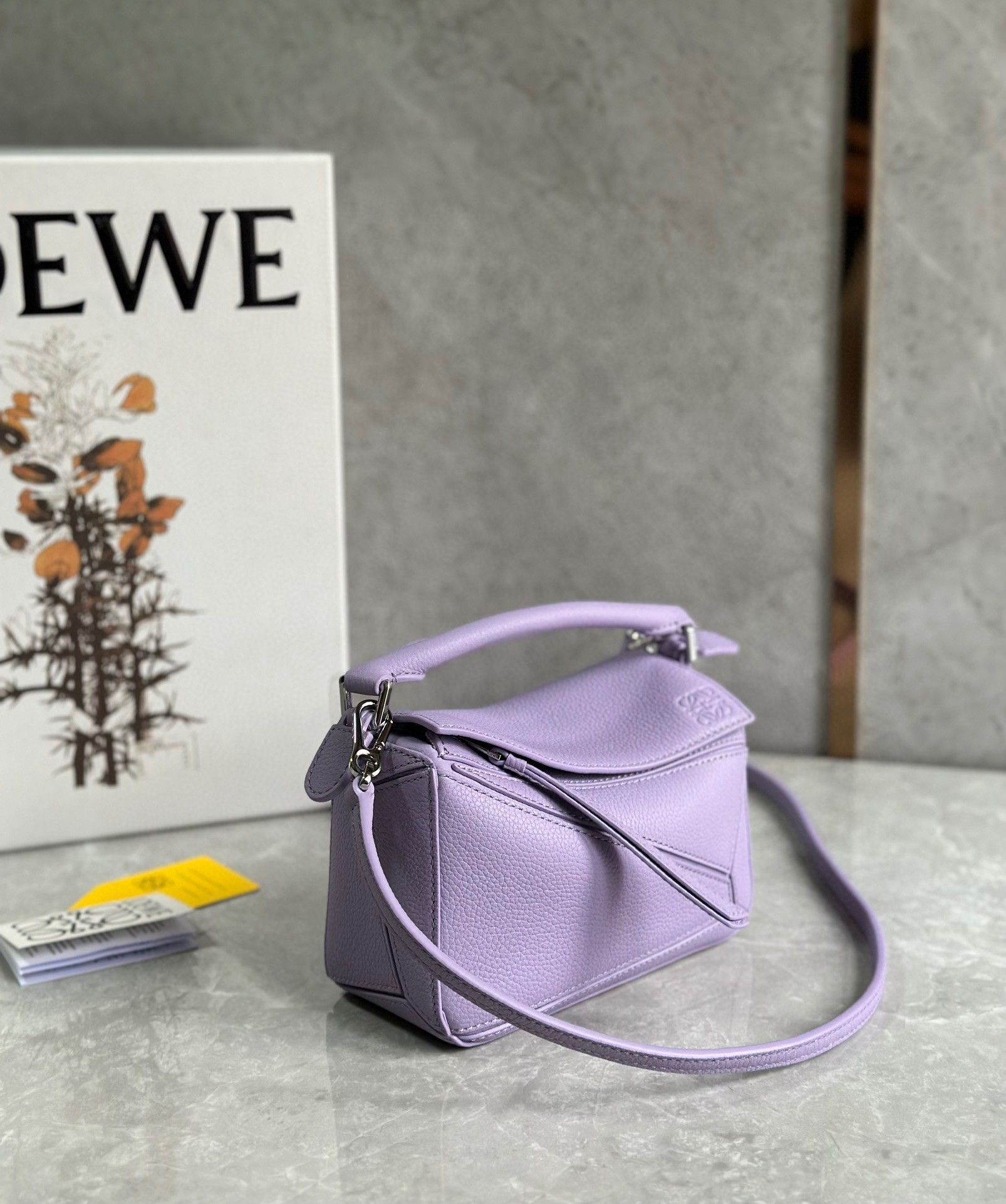 Loewe Puzzle Mini Bag In Lilas Grained Calfskin