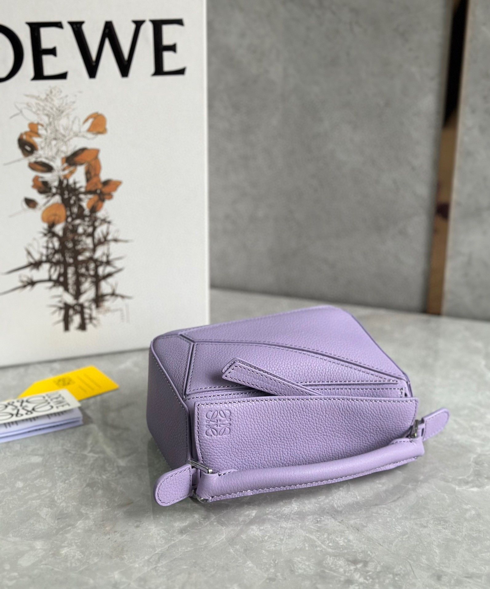 Loewe Puzzle Mini Bag In Lilas Grained Calfskin