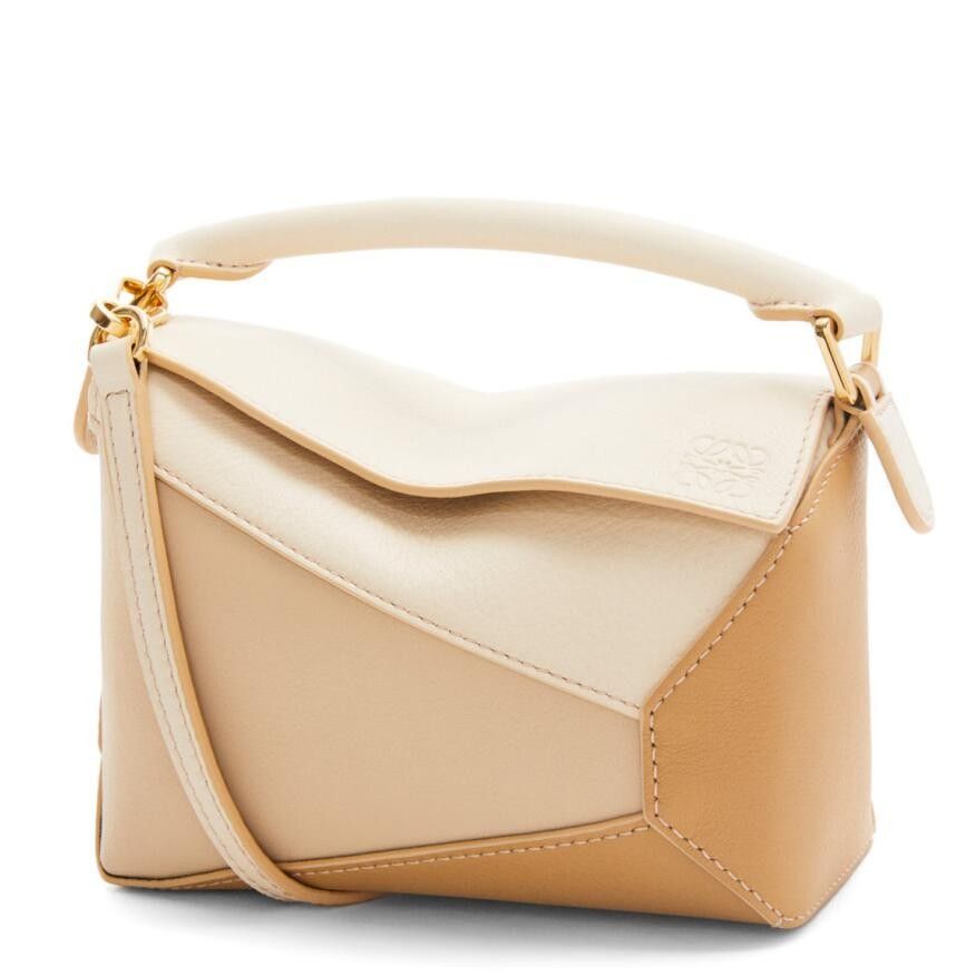 Loewe Puzzle Mini Bag in Multicolor Angora and Beige Calfskin