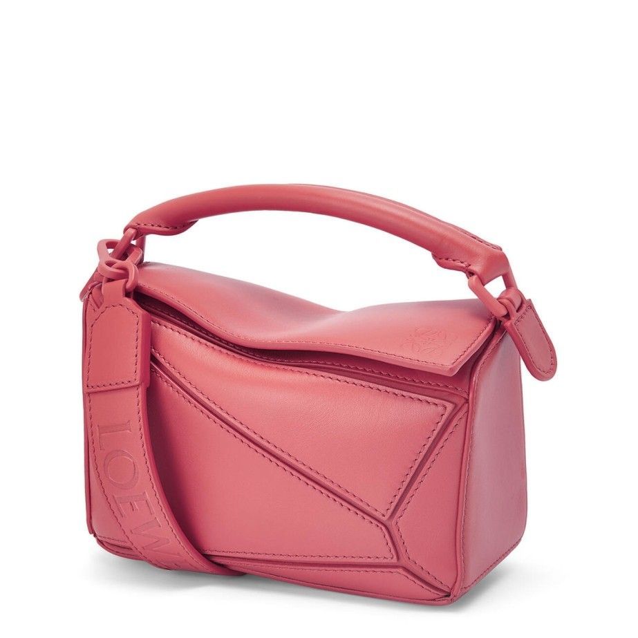 Loewe Puzzle Mini Bag In Plumrose Satin Calfskin