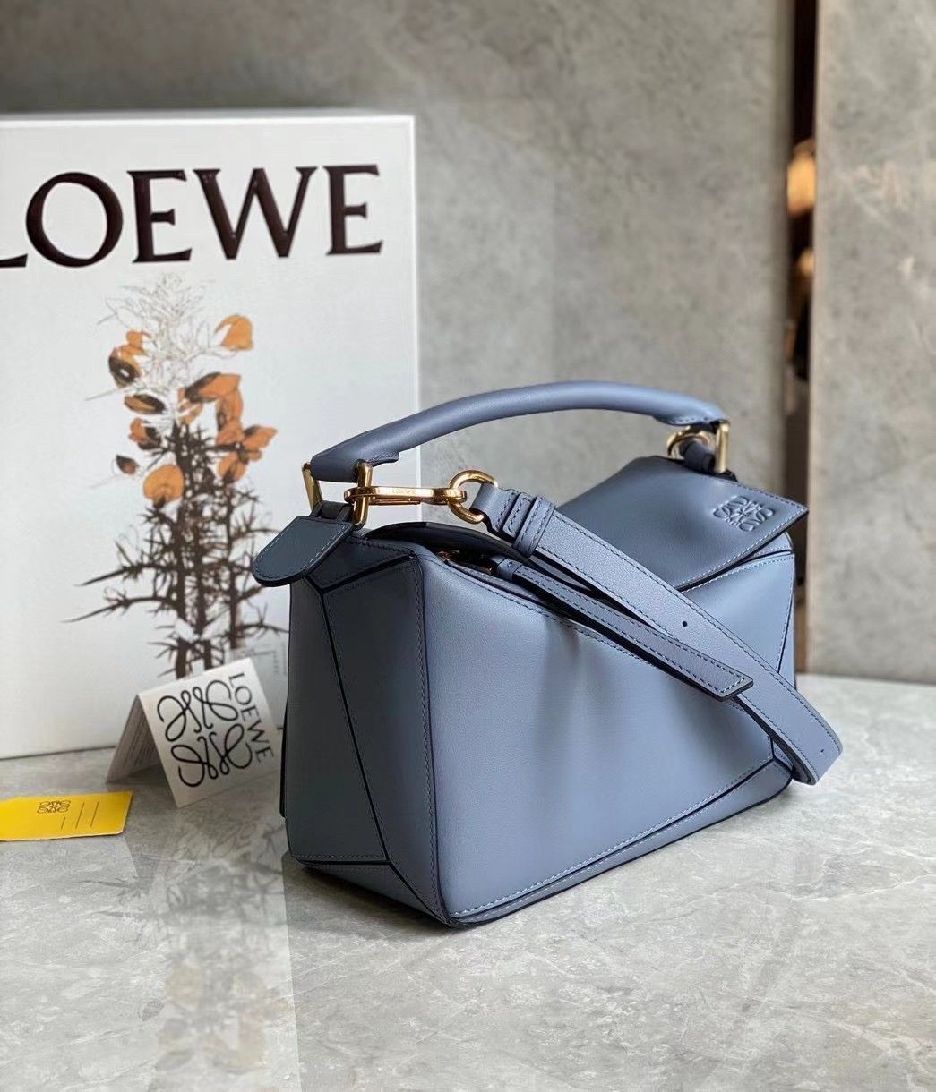 Loewe Puzzle Small Bag In Atlantic Blue Classic Calfskin