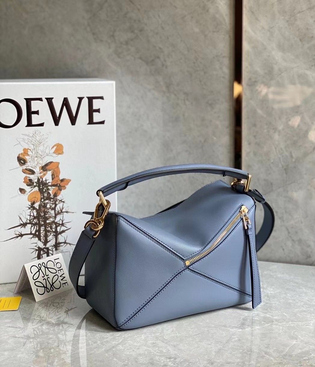 Loewe Puzzle Small Bag In Atlantic Blue Classic Calfskin