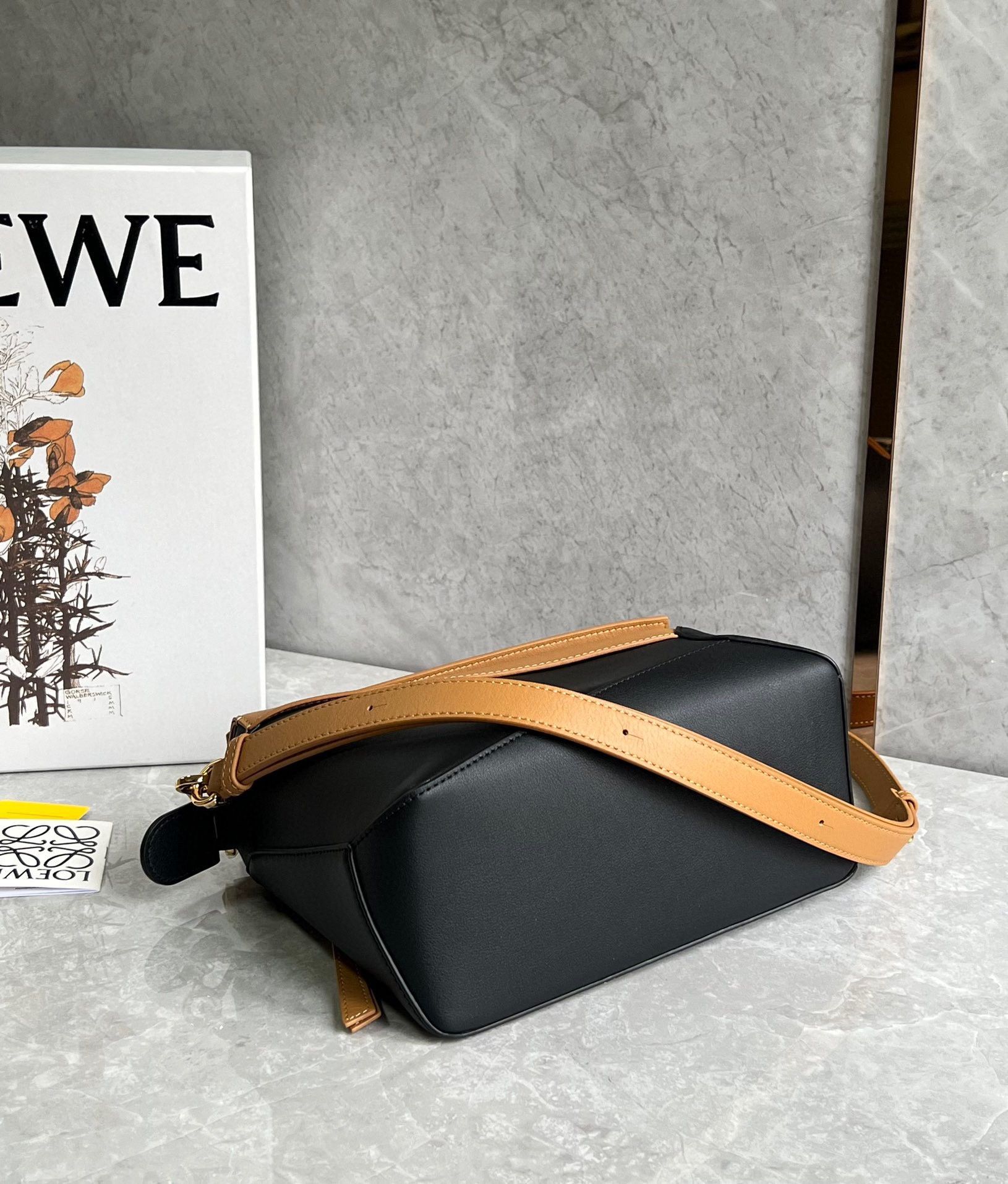 Loewe Puzzle Small Bag in Brown and Black Calfskin