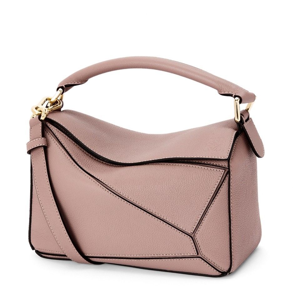 Loewe Puzzle Small Bag In Dark Blush Grained Calfskin