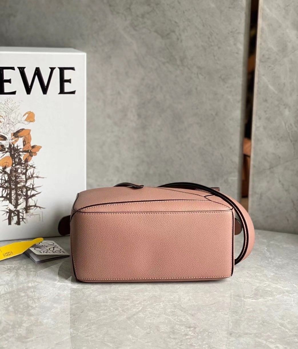 Loewe Puzzle Small Bag In Dark Blush Grained Calfskin