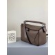 Loewe Puzzle Small Bag In Dark Taupe Grained Calfskin