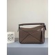 Loewe Puzzle Small Bag In Dark Taupe Grained Calfskin