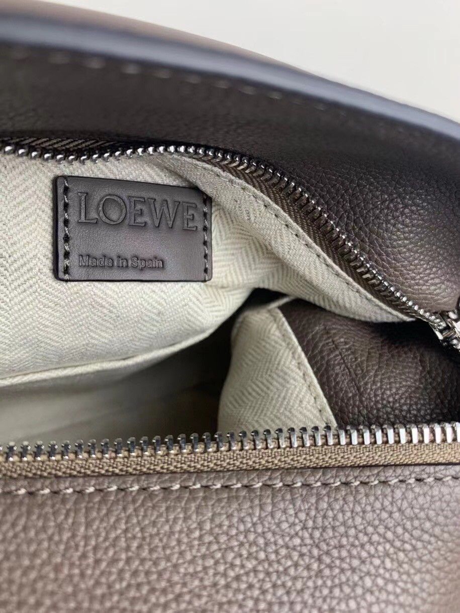 Loewe Puzzle Small Bag In Dark Taupe Grained Calfskin