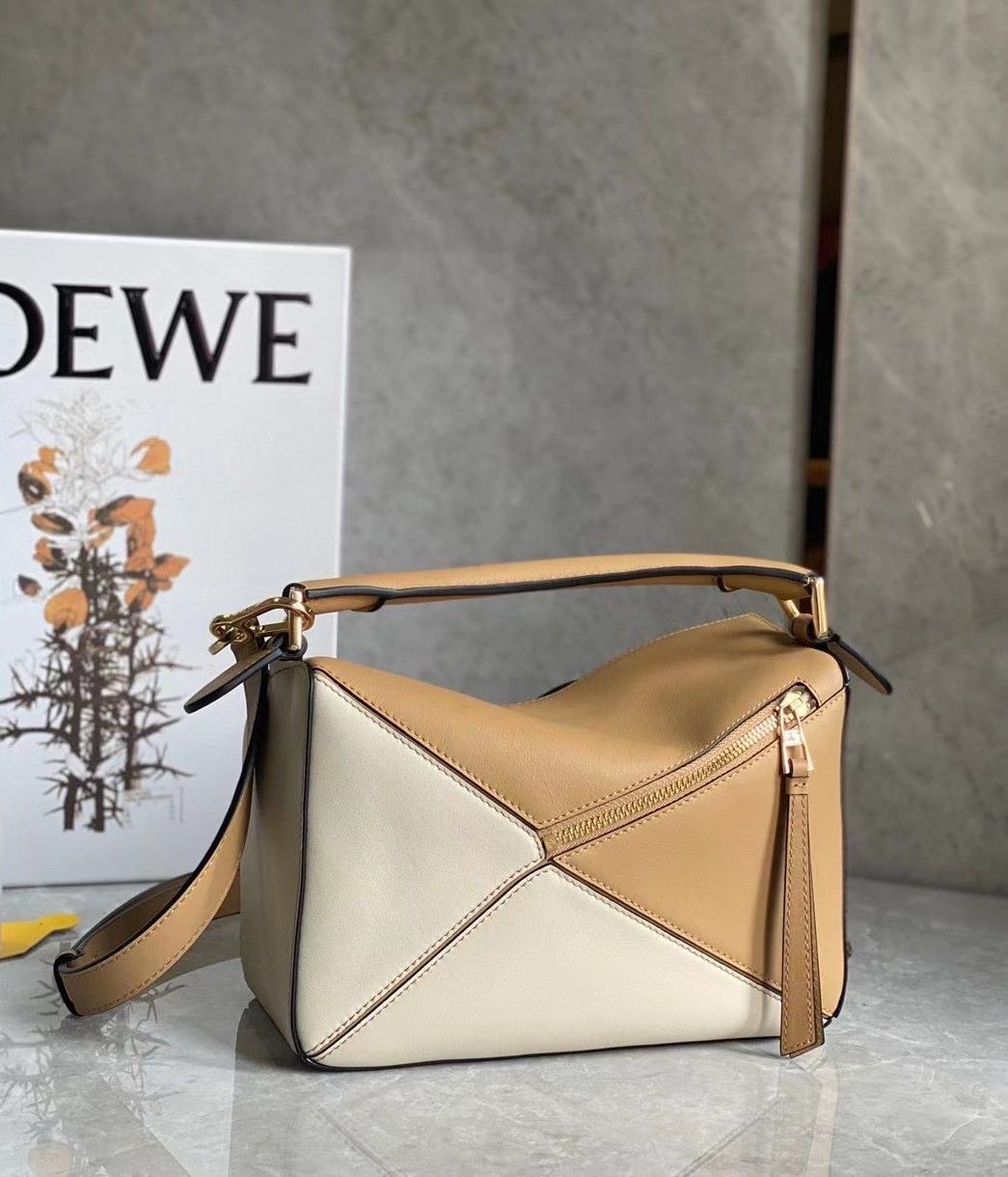 Loewe Puzzle Small Bag In Multicolour Warm Desert Calfskin