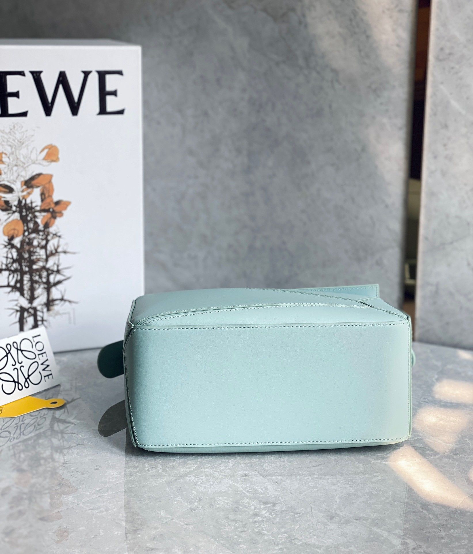 Loewe Puzzle Small Bag In Aquamarine Satin Calfskin