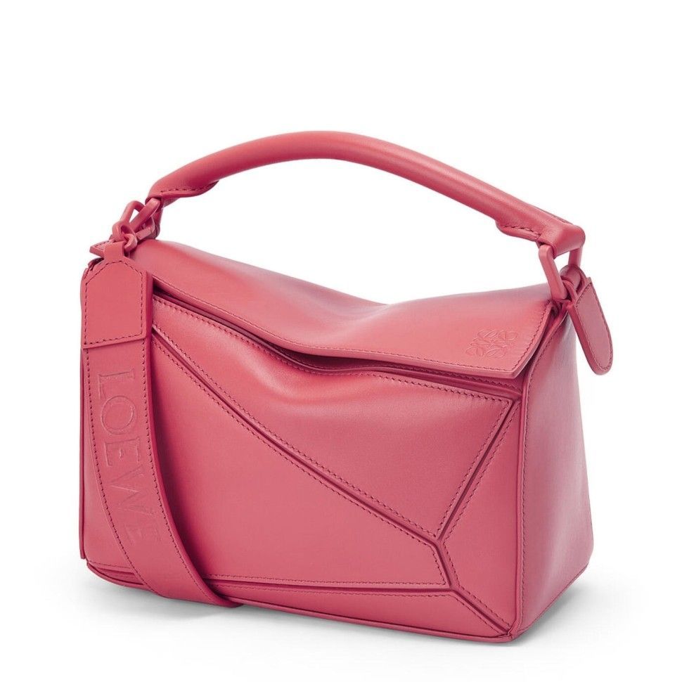 Loewe Puzzle Small Bag In Plumrose Satin Calfskin