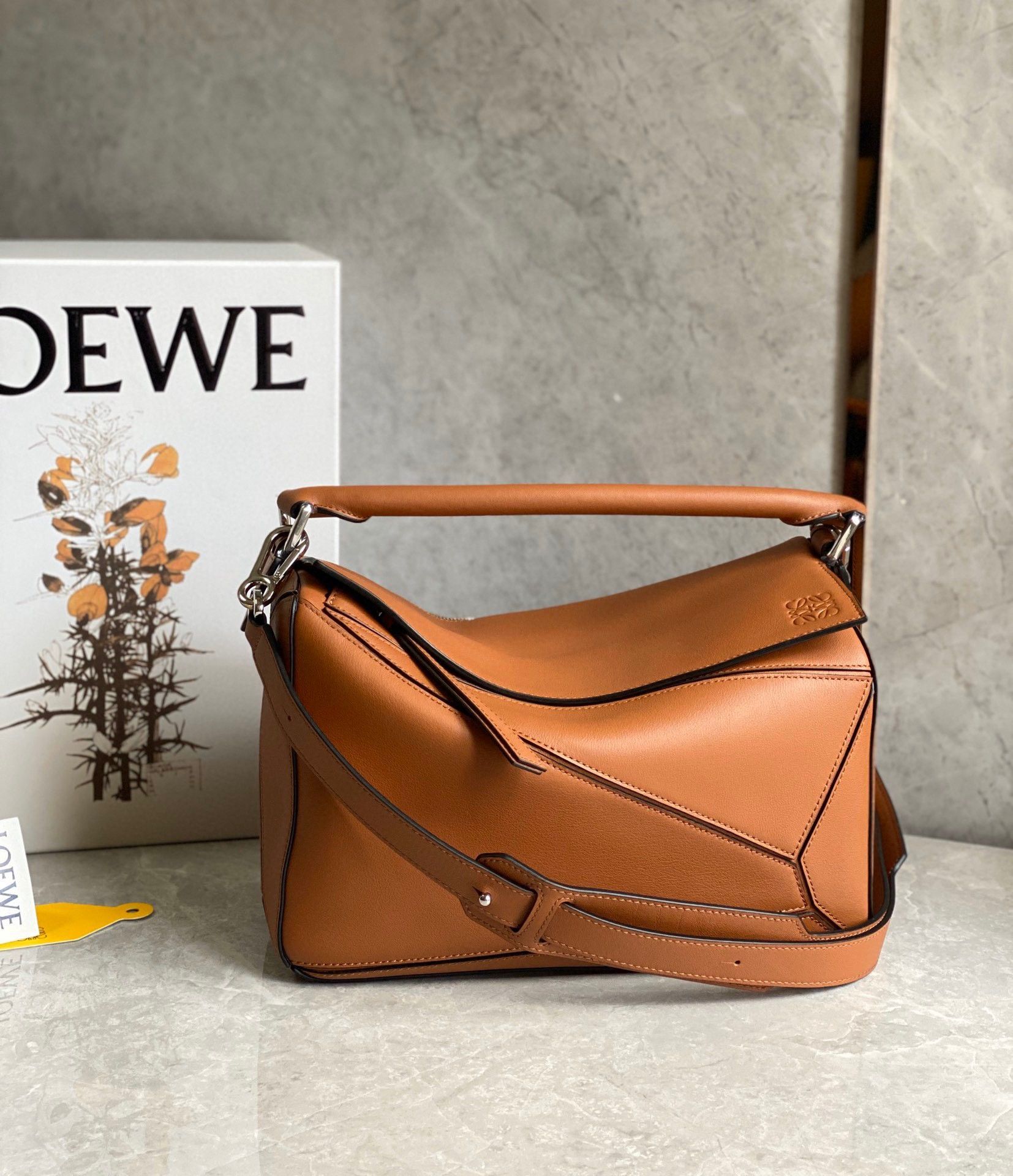 Loewe Puzzle Medium Bag In Brown Classic Calfskin