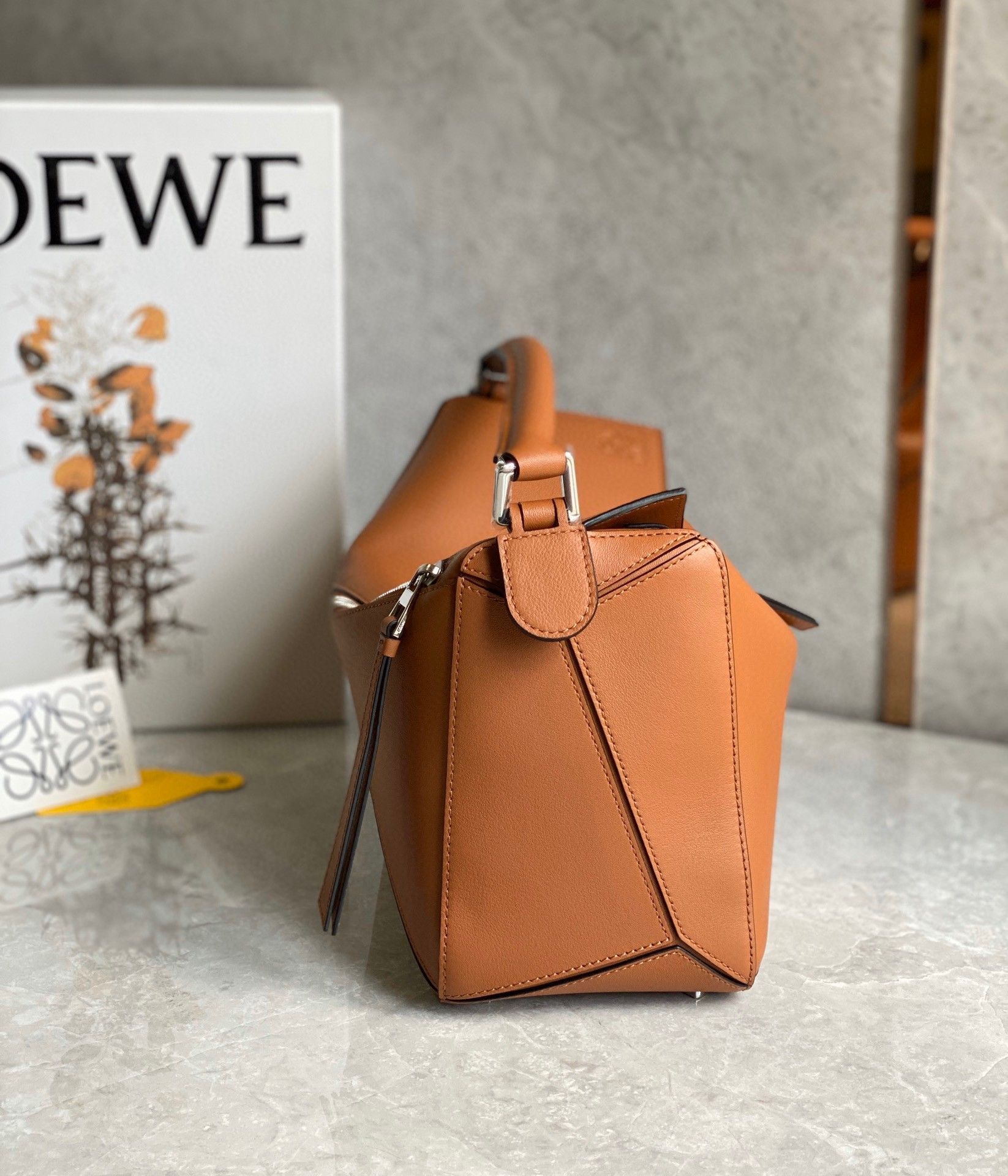 Loewe Puzzle Medium Bag In Brown Classic Calfskin