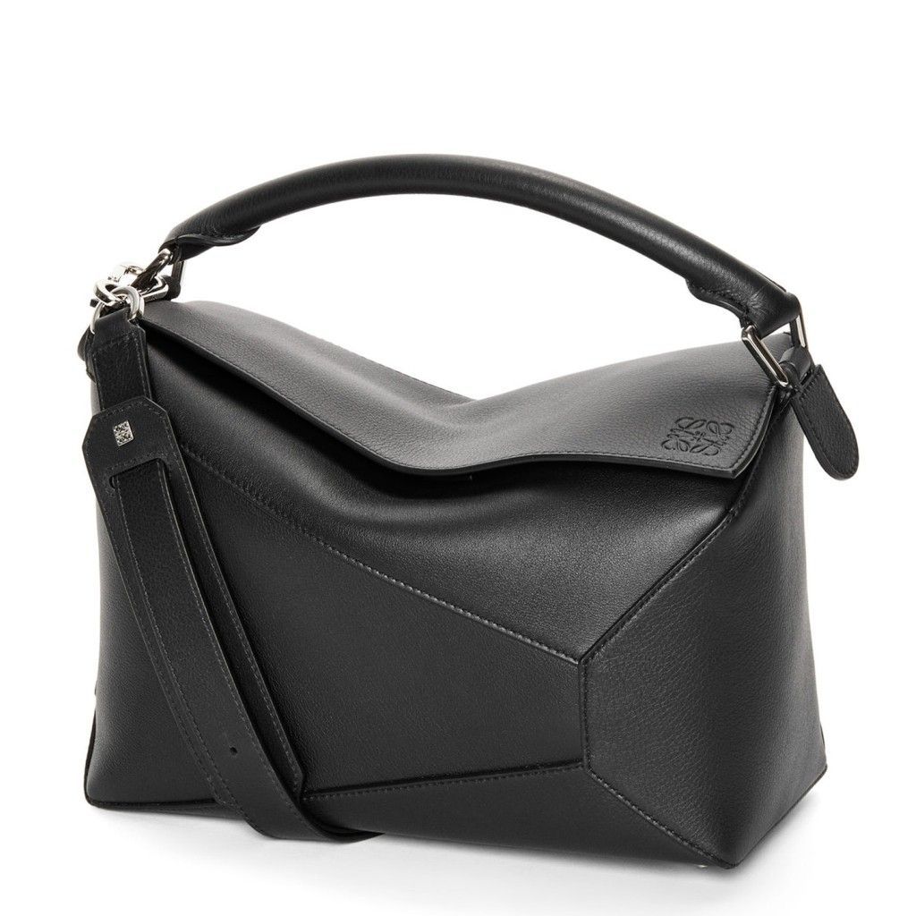 Loewe Puzzle Medium Bag In Black Classic Calfskin