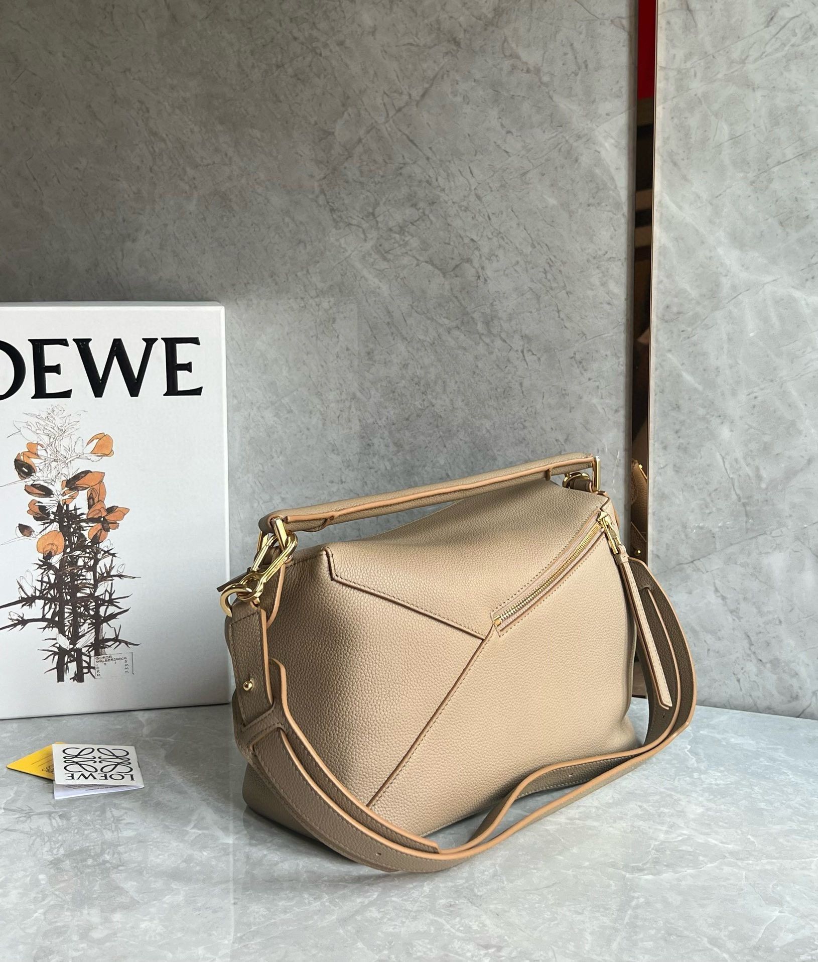 Loewe Puzzle Medium Bag In Sand Grained Calfskin