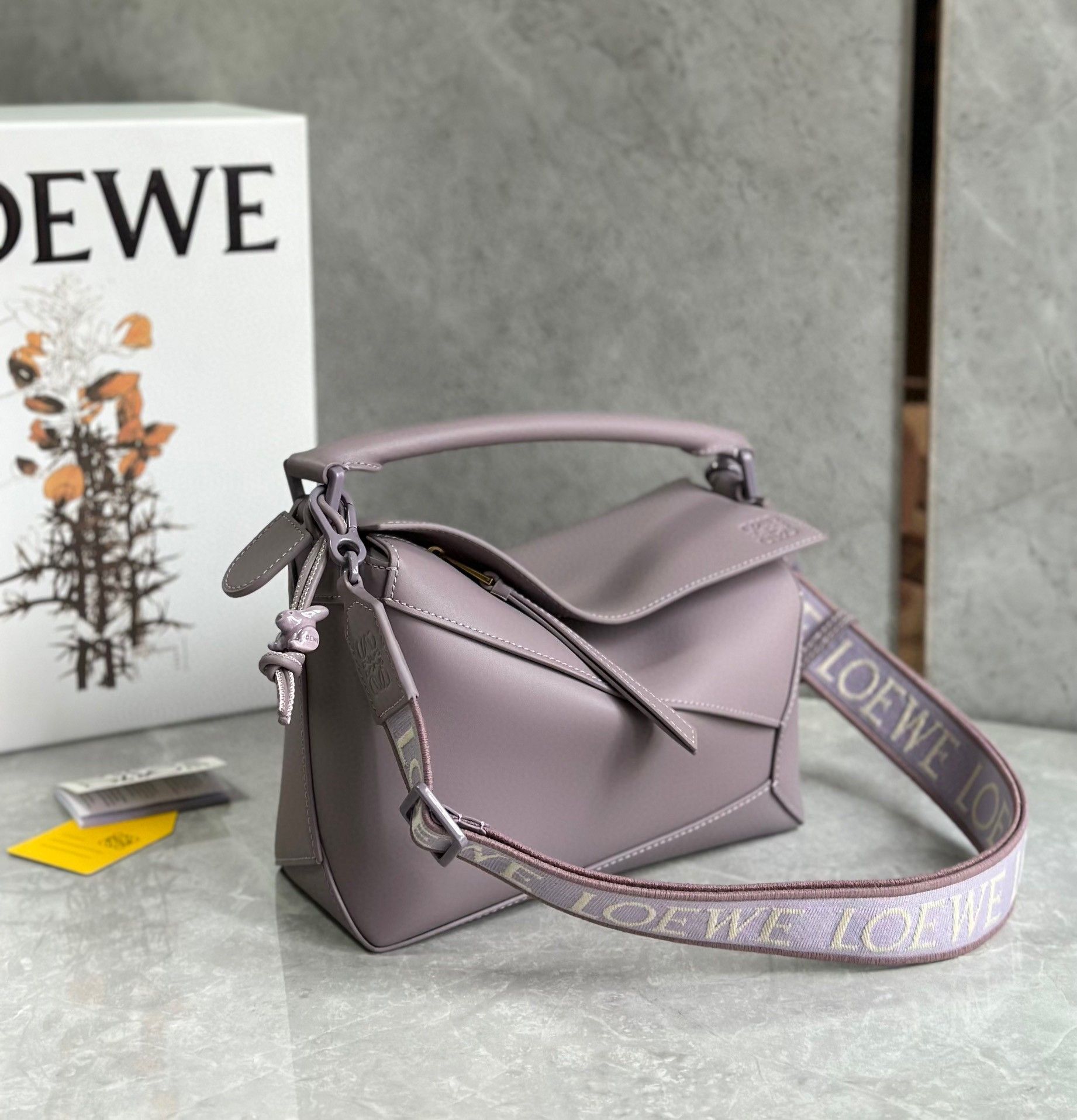 Loewe Puzzle Edge Small Bag In Pale Aubergine Satin Calfskin