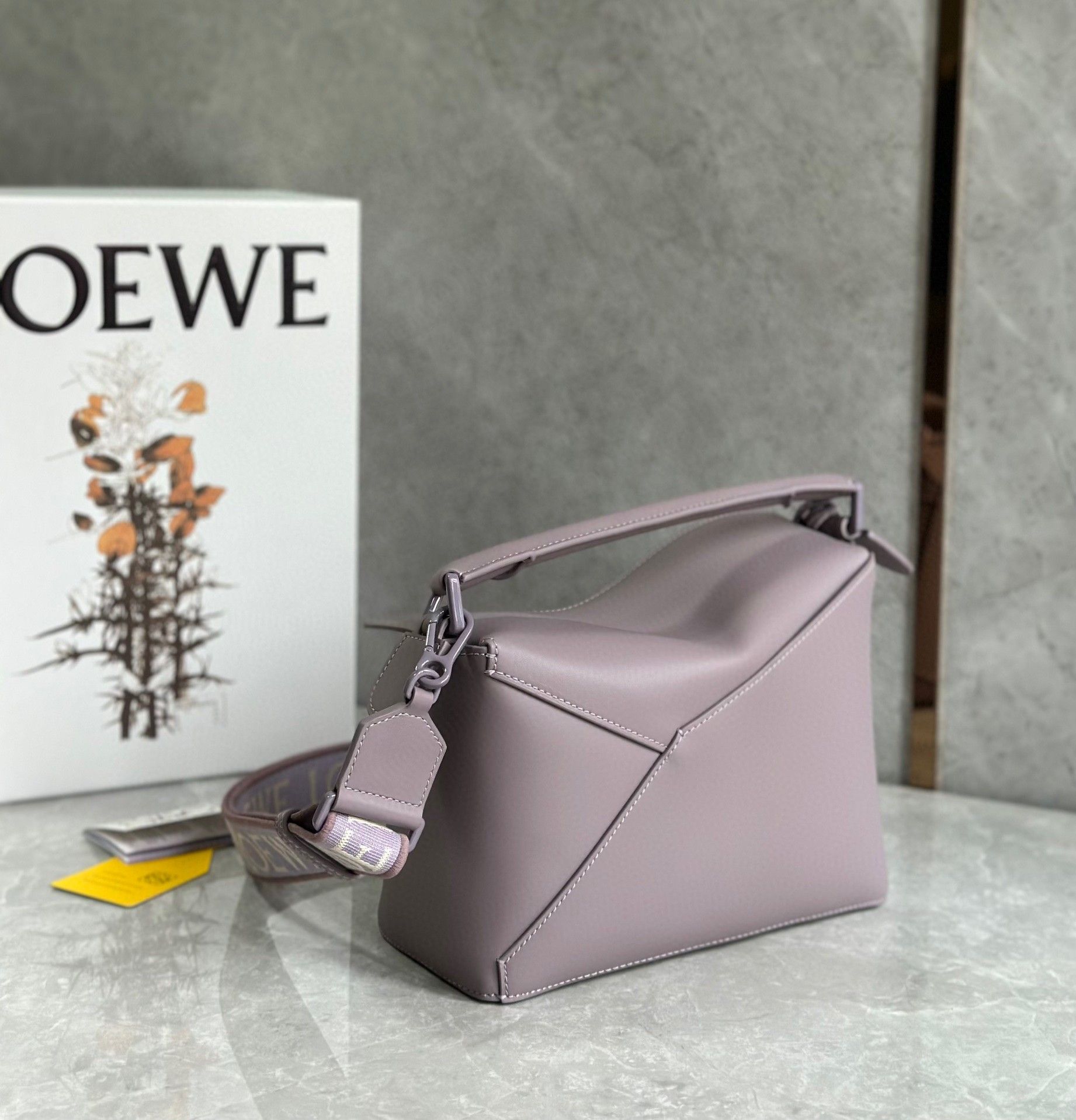 Loewe Puzzle Edge Small Bag In Pale Aubergine Satin Calfskin