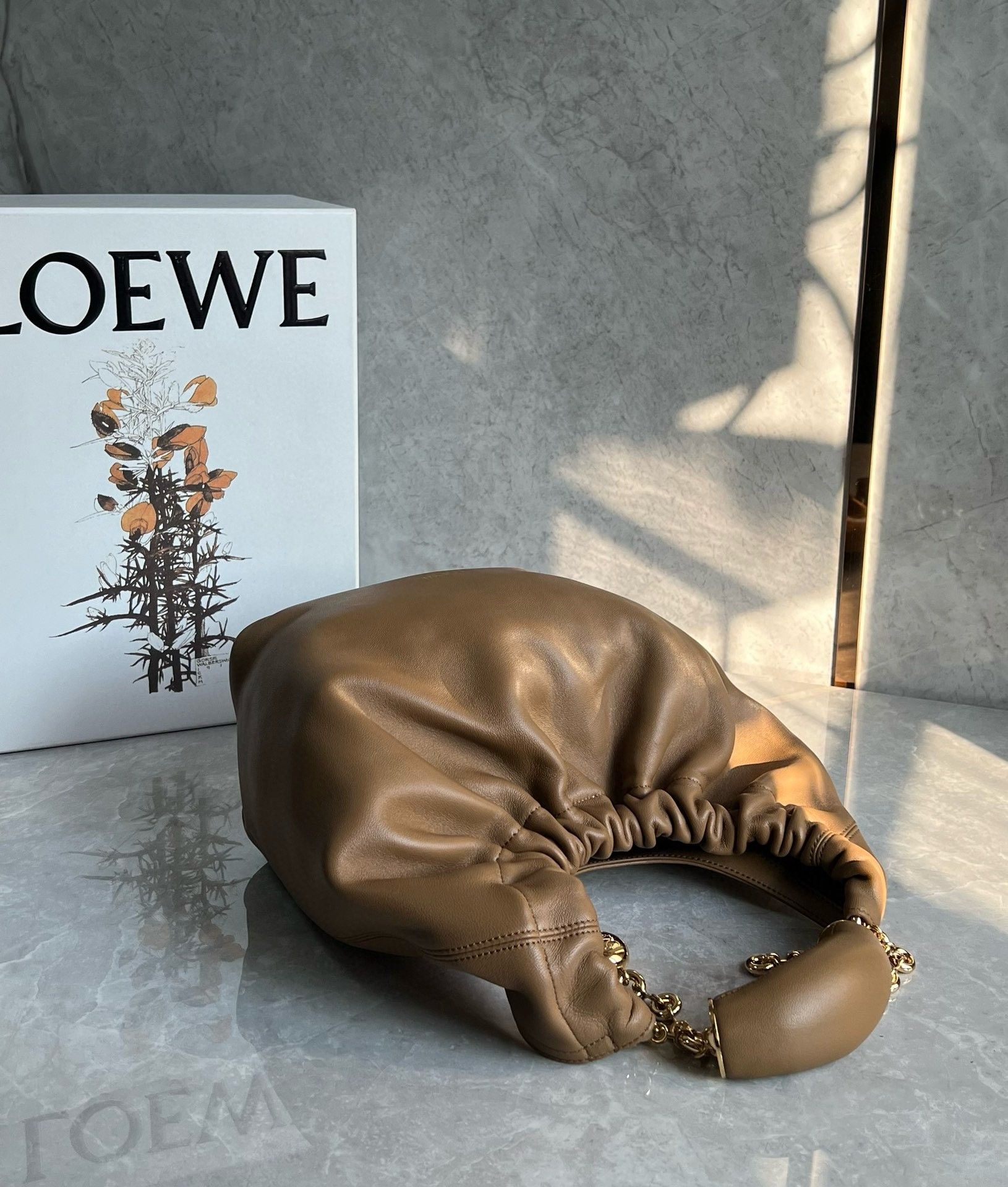 Loewe Small Squeeze Bag in Brown Nappa Lambskin