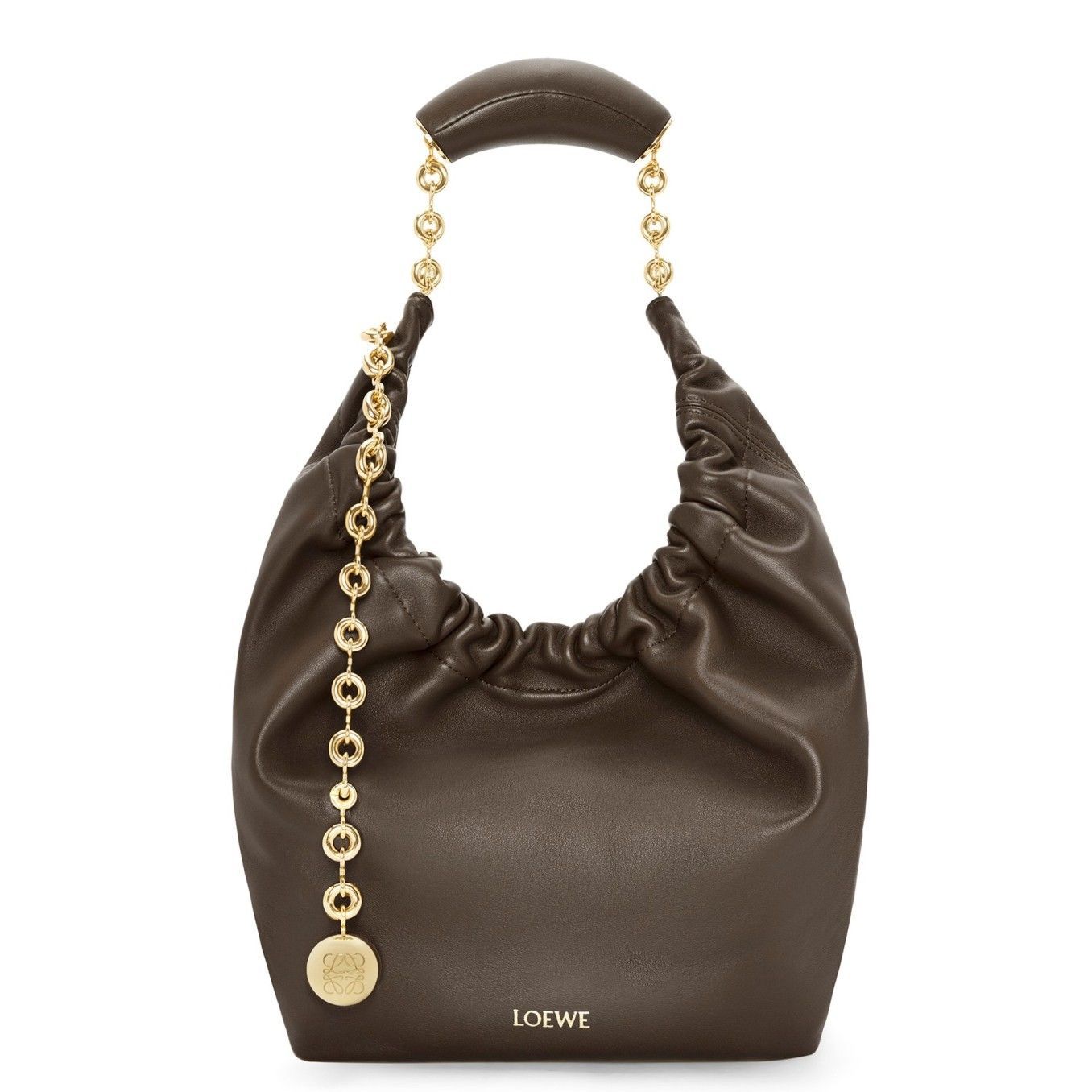 Loewe Small Squeeze Bag in Chocolate Nappa Lambskin