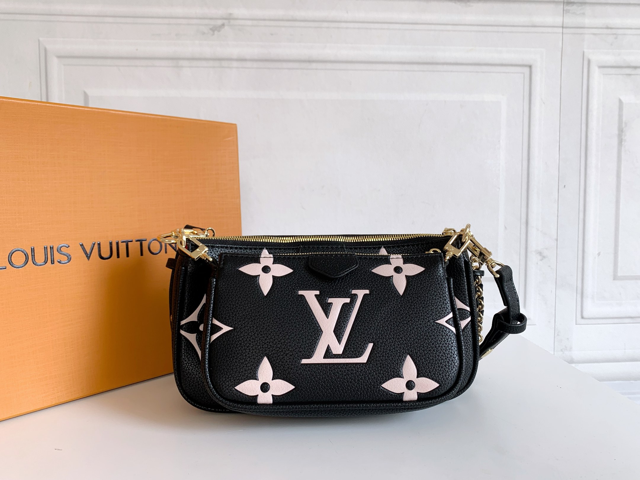 Louis Vuitton Multi Pochette Accessoires Bicolor Monogram Empreinte Leather Women's Handbags M45777