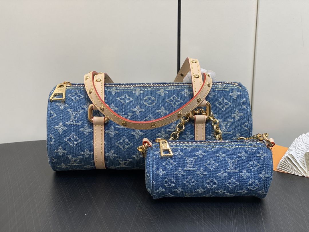 Louis Vuitton Papillon Monogram Denim Women's Handbags M46830