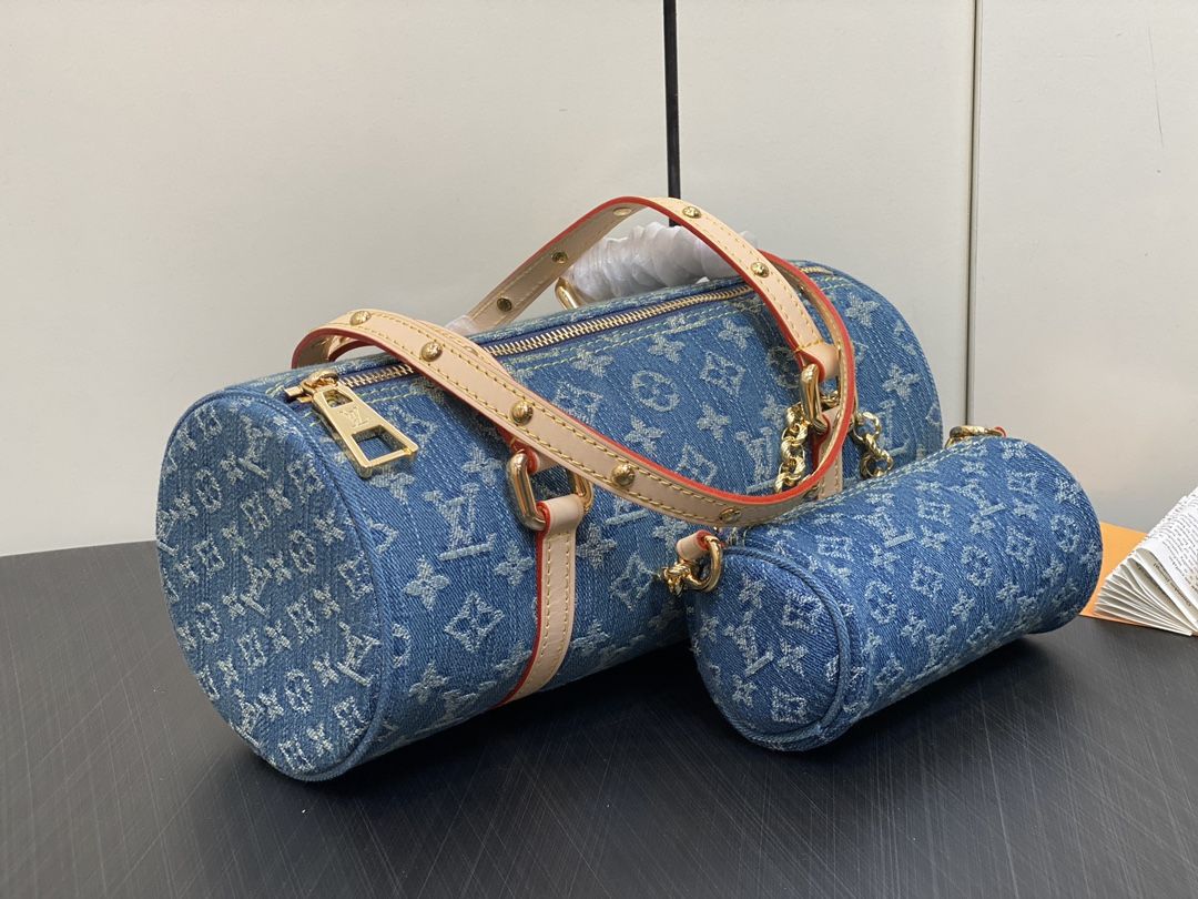 Louis Vuitton Papillon Monogram Denim Women's Handbags M46830