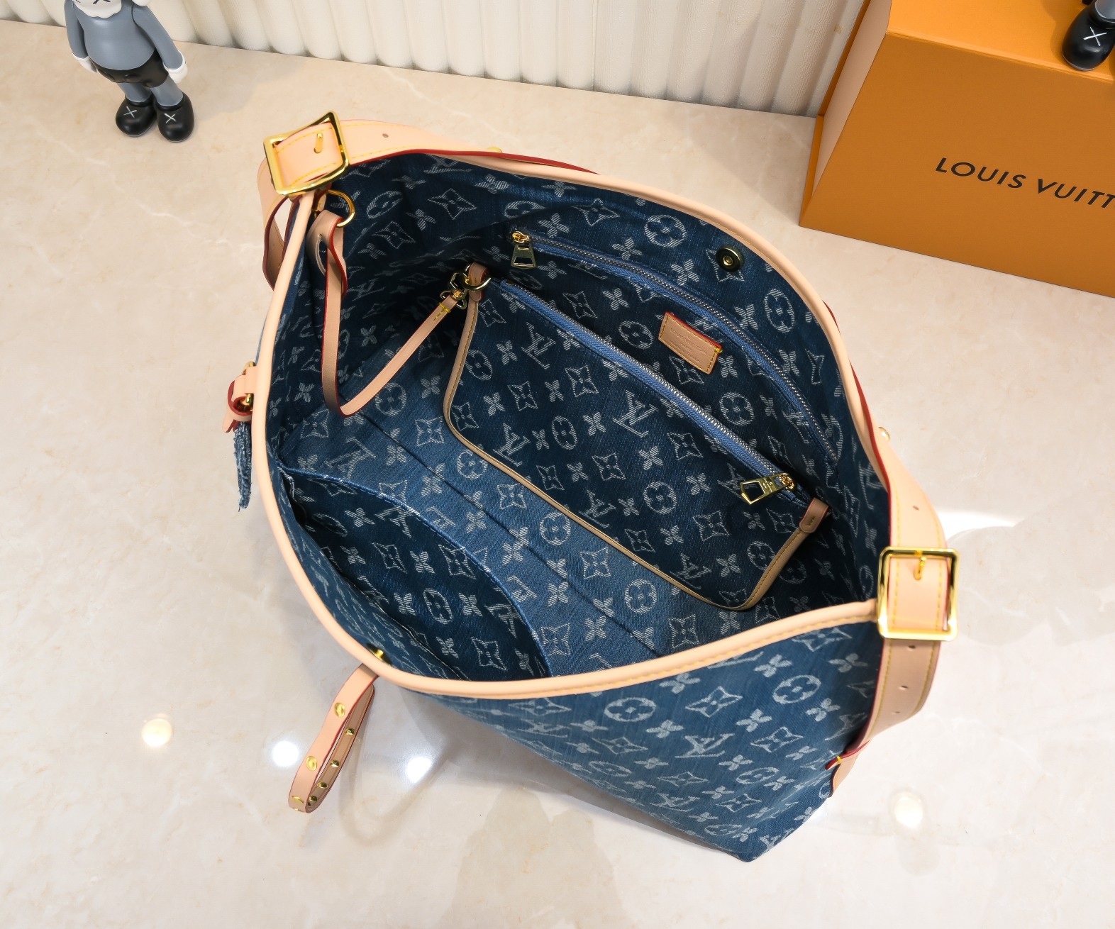 Louis Vuitton CarryAll MM Monogram Denim Women's Handbags M46855