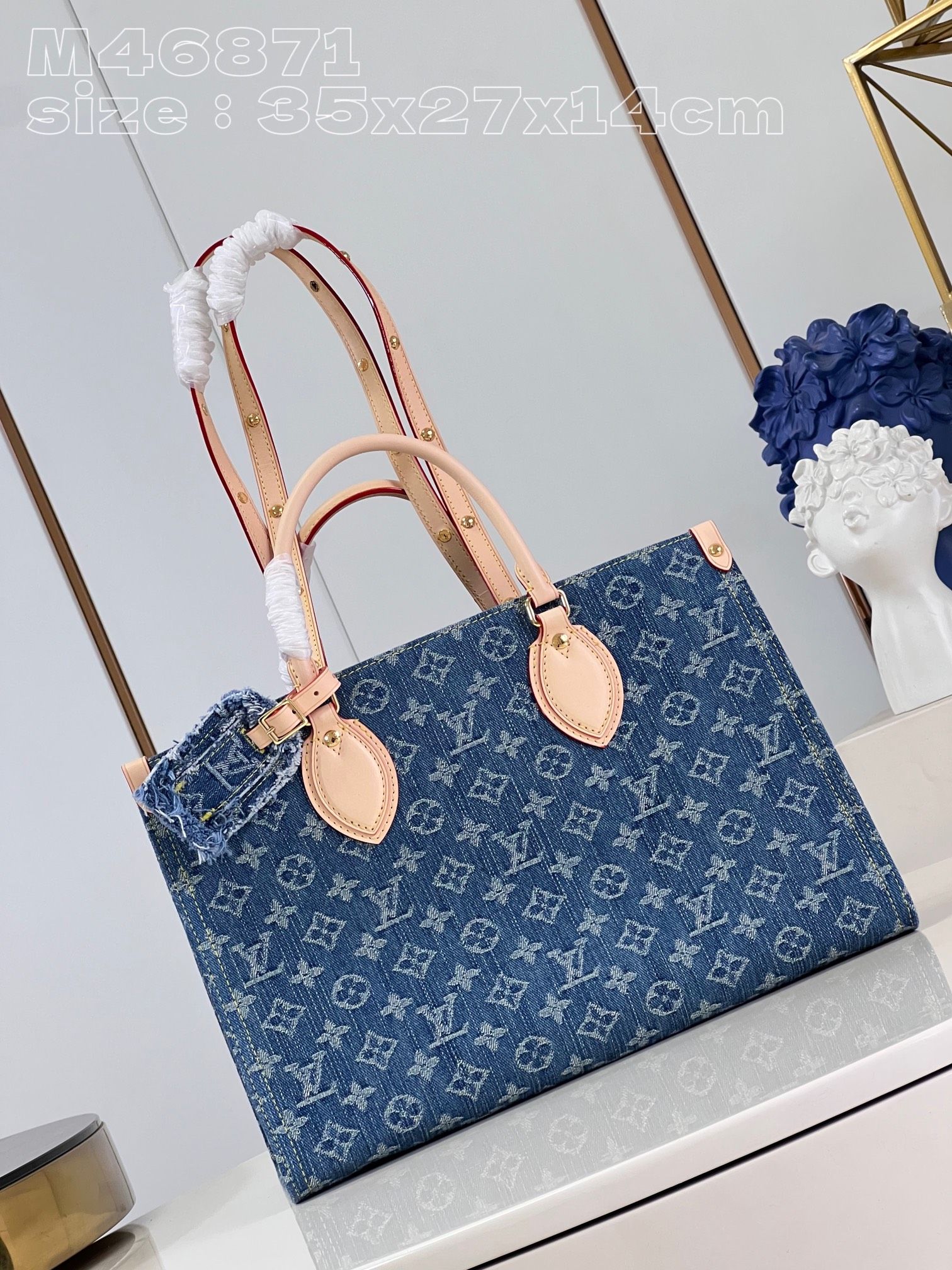 Louis Vuitton OnTheGo MM Monogram Denim Women's Handbags M46871