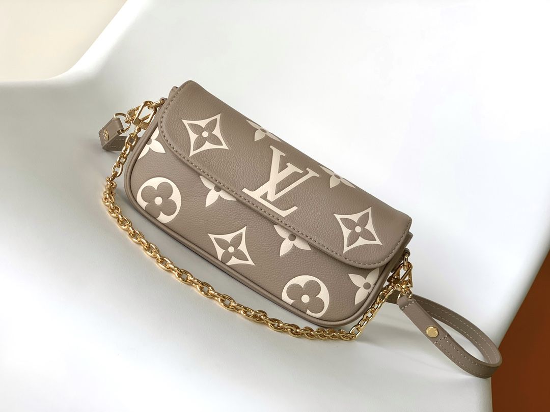 Louis Vuitton Wallet On Chain Ivy Bicolor Monogram Empreinte Leather Women's Handbag M82211