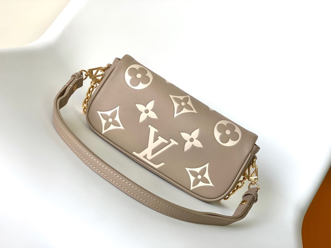 Louis Vuitton Wallet On Chain Ivy Bicolor Monogram Empreinte Leather Women's Handbag M82211