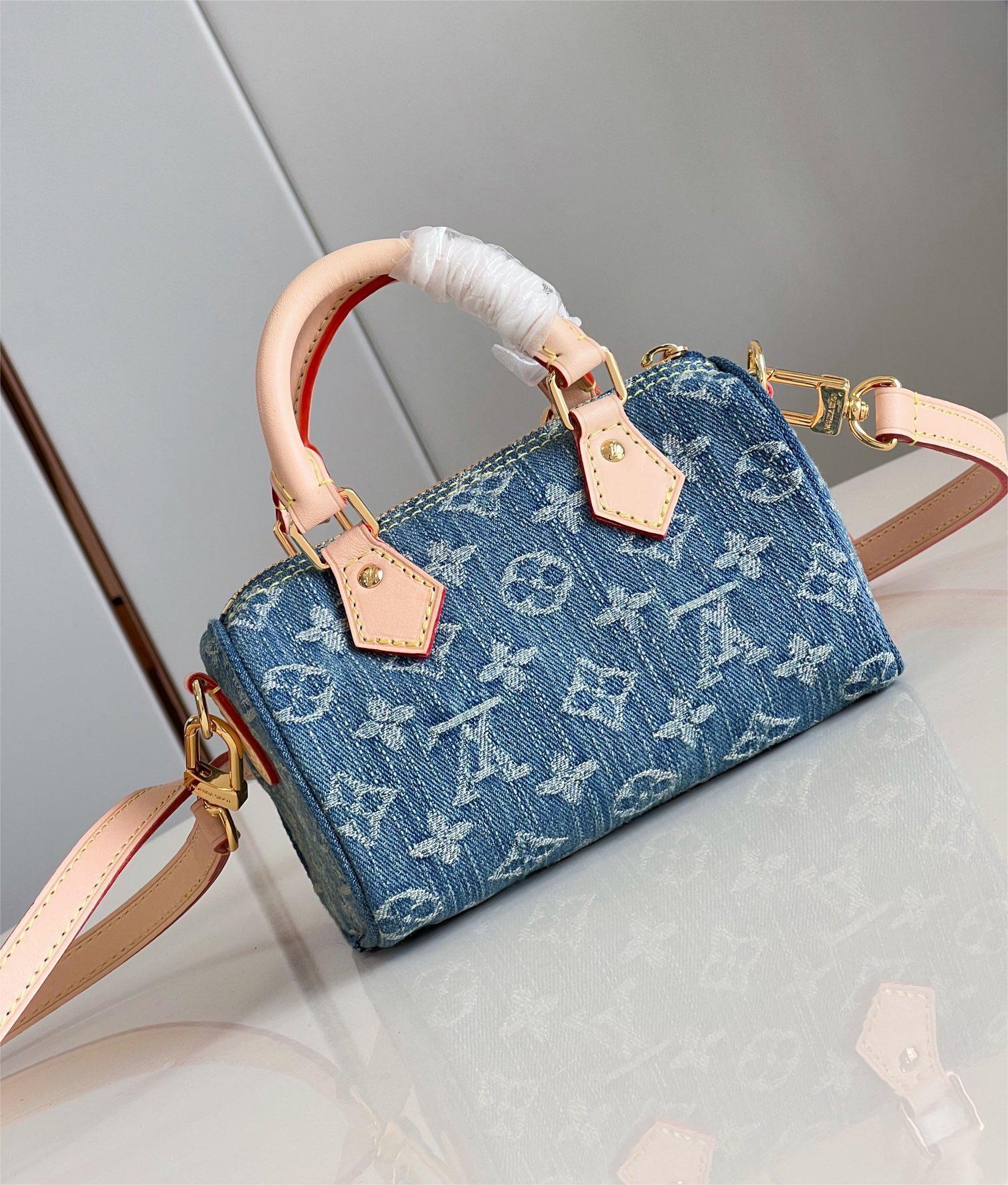 Louis Vuitton Nano Speedy Monogram Denim Women's Handbags M82950