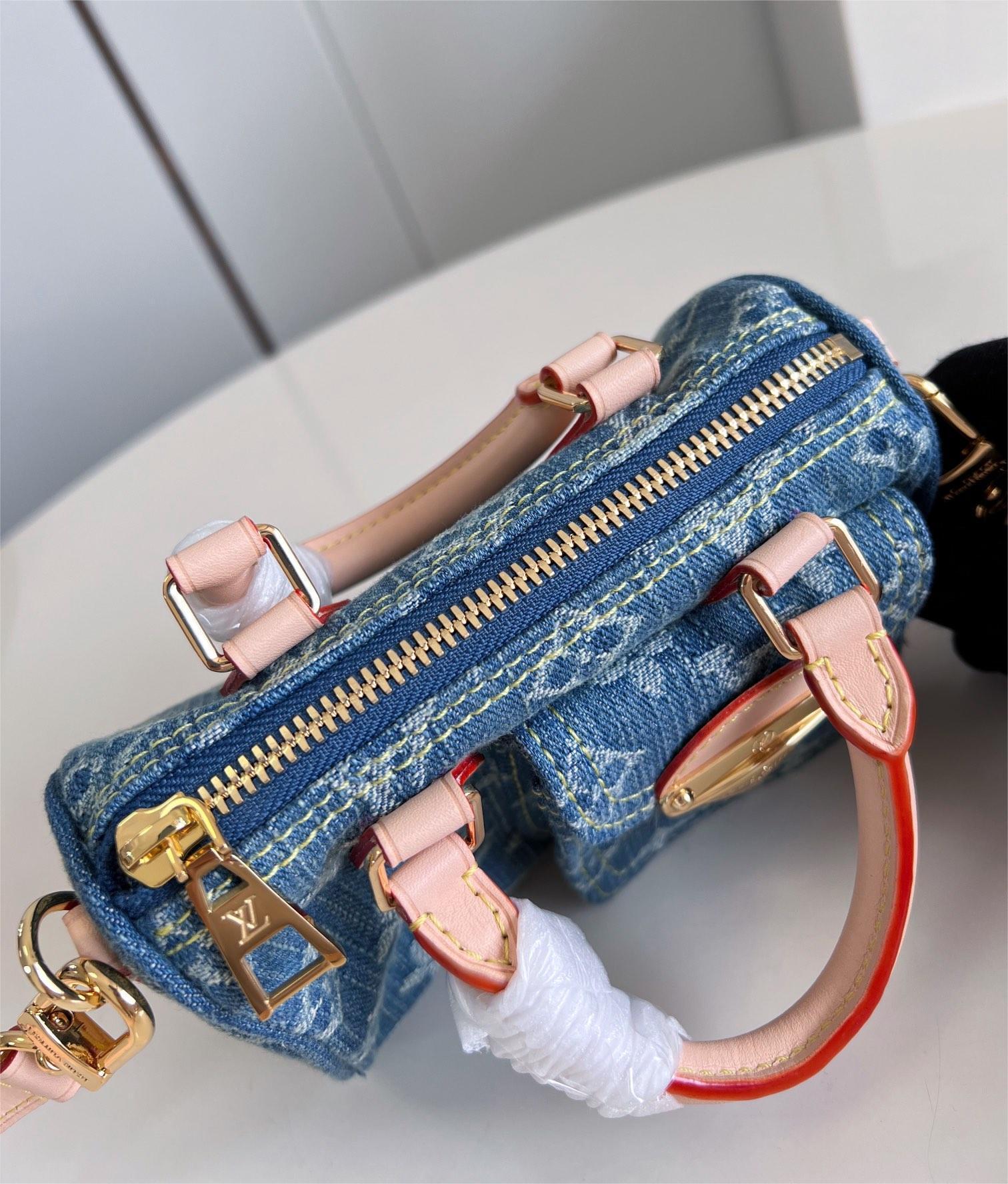 Louis Vuitton Nano Speedy Monogram Denim Women's Handbags M82950