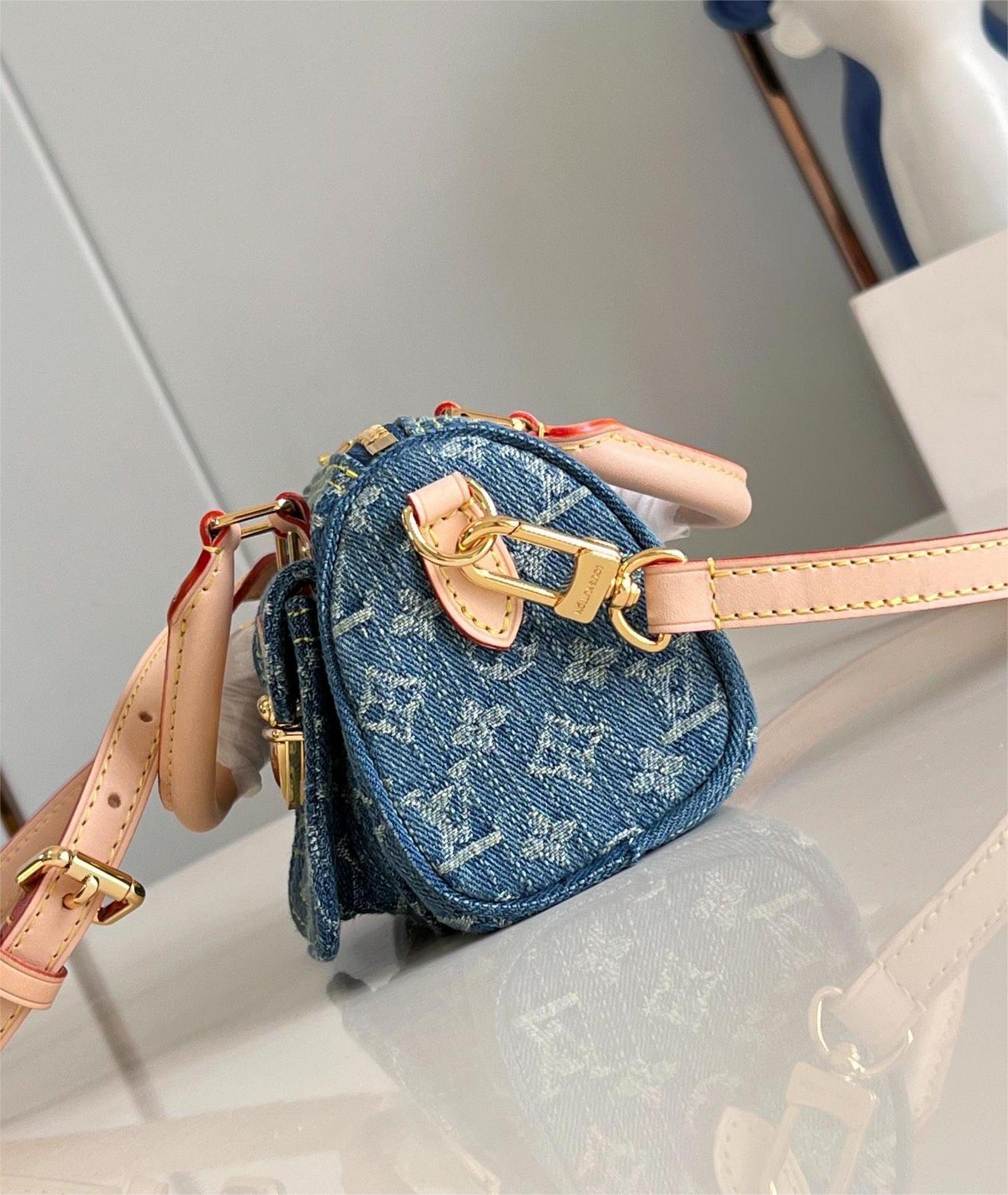 Louis Vuitton Nano Speedy Monogram Denim Women's Handbags M82950