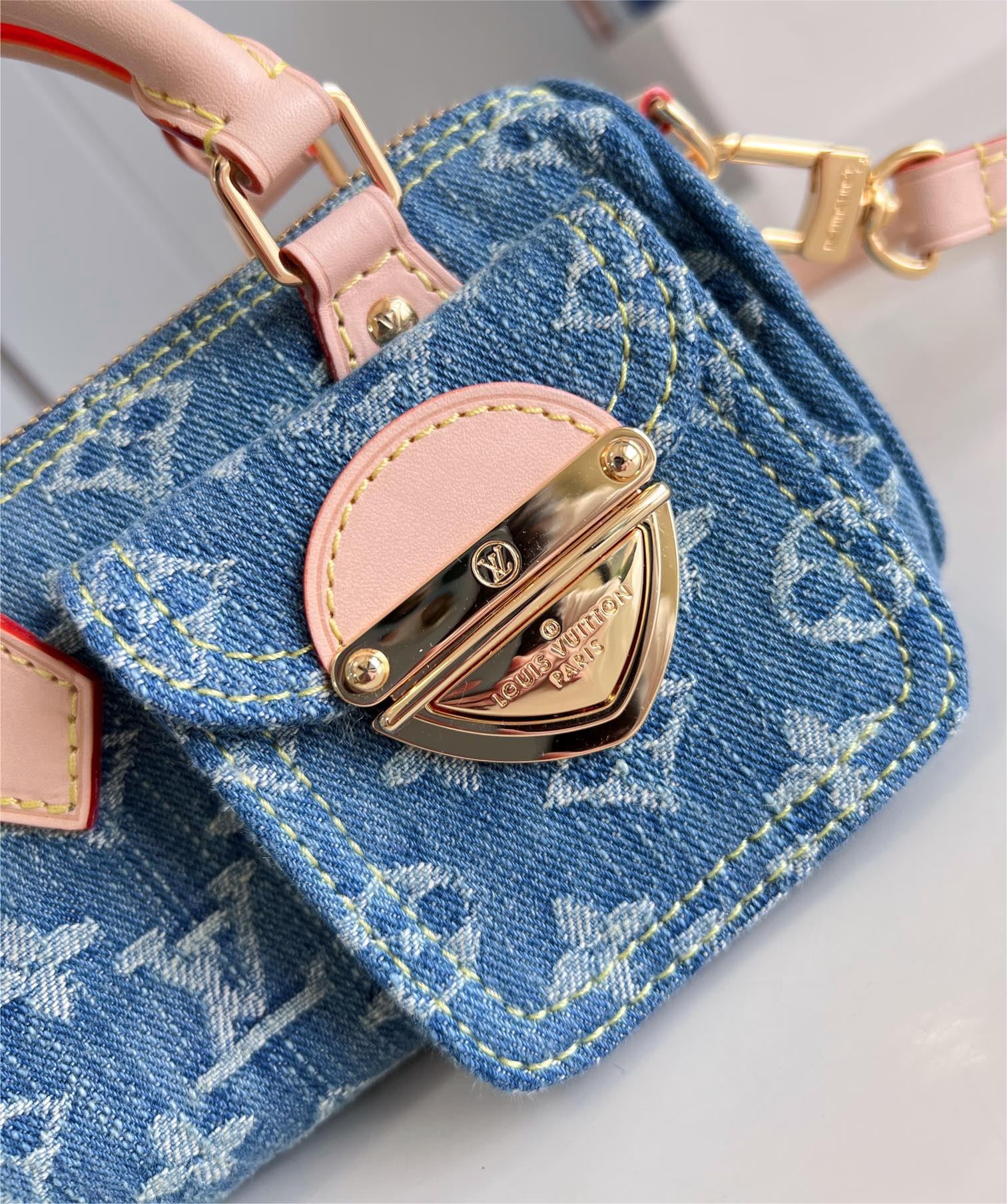 Louis Vuitton Nano Speedy Monogram Denim Women's Handbags M82950