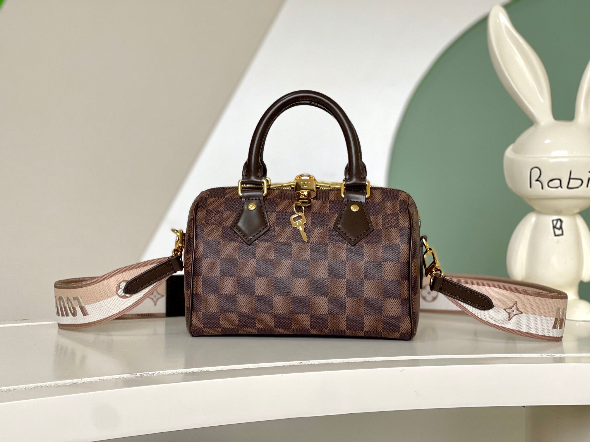 Louis Vuitton Speedy Bandoulière 20 Damier Ebène Canvas Women's Handbags N40489