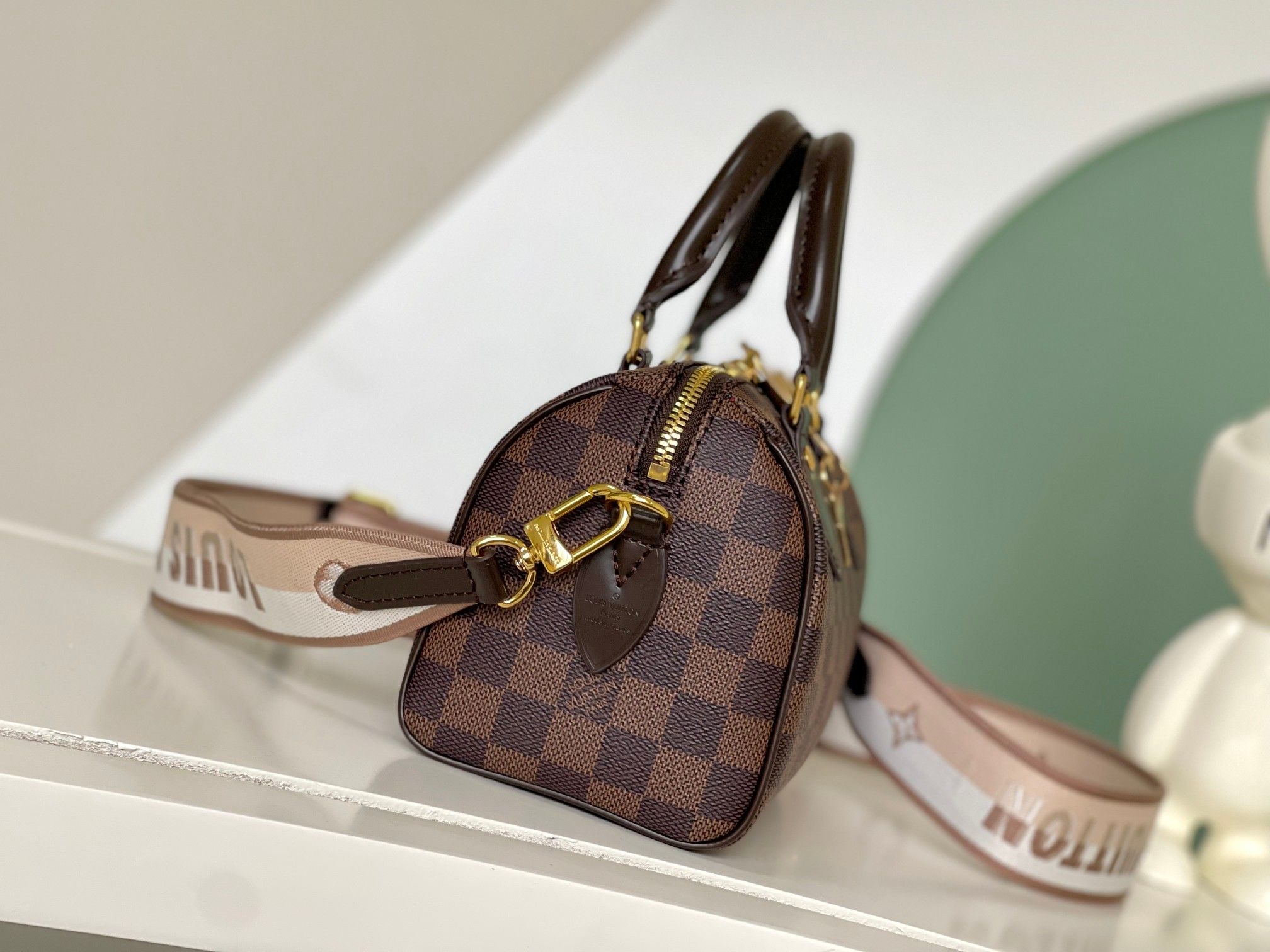 Louis Vuitton Speedy Bandoulière 20 Damier Ebène Canvas Women's Handbags N40489