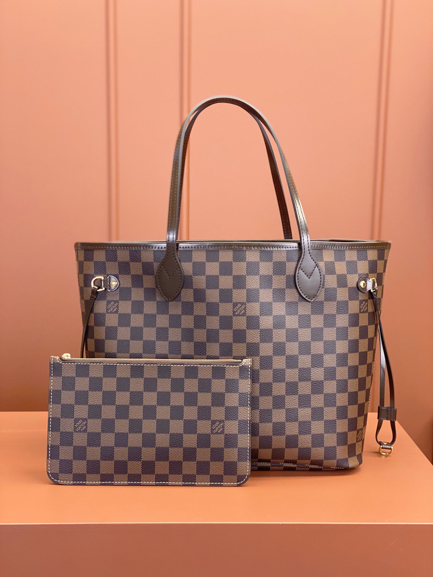 Louis Vuitton Neverfull MM Damier Ebène Canvas Women's Handbags N41358