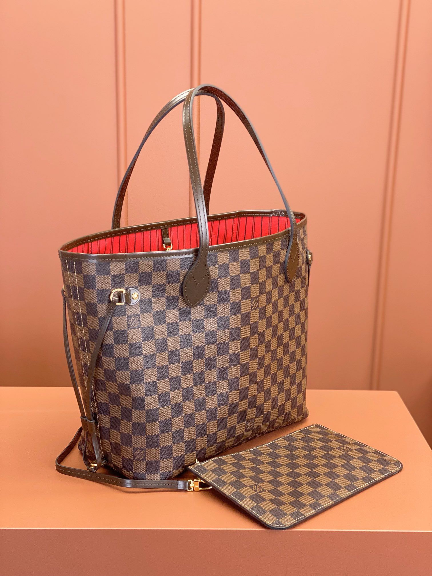 Louis Vuitton Neverfull MM Damier Ebène Canvas Women's Handbags N41358