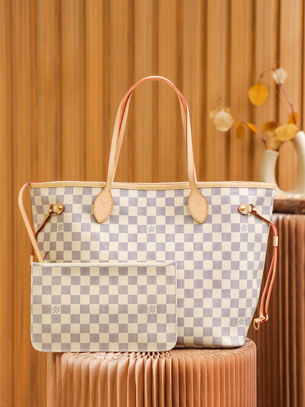 Louis Vuitton Neverfull MM Damier Azur Canvas Women's Handbags N41361