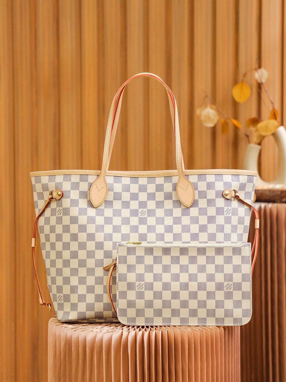 Louis Vuitton Neverfull MM Damier Azur Canvas Women's Handbags N41361