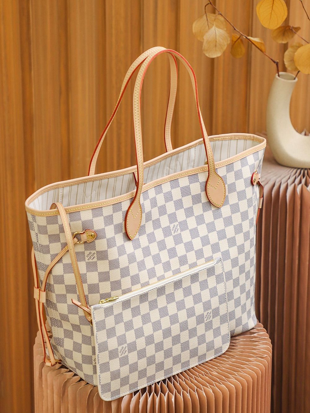 Louis Vuitton Neverfull MM Damier Azur Canvas Women's Handbags N41361