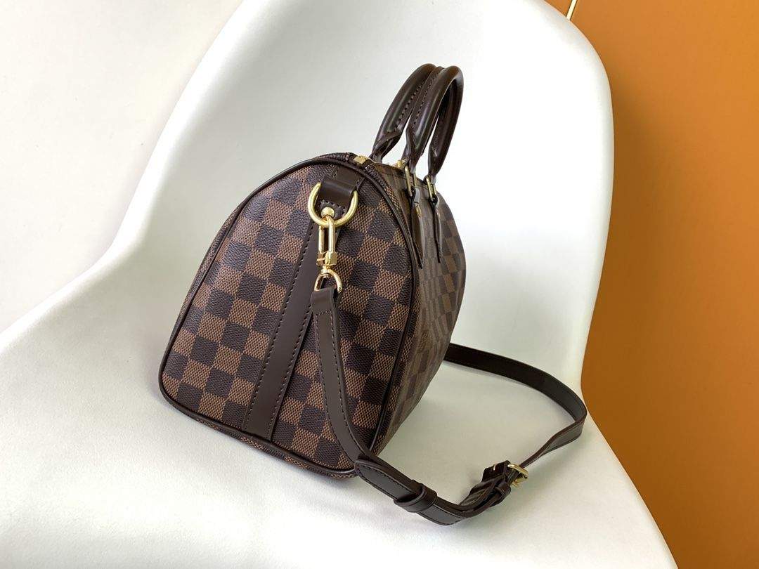 Louis Vuitton Speedy Bandouliere 35 Damier Ebène Canvas Women's Handbags N41366