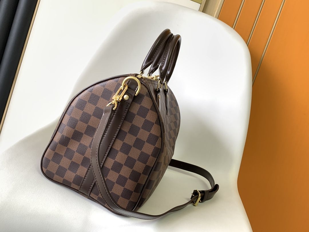 Louis Vuitton Speedy Bandouliere 30 Damier Ebène Canvas Women's Handbags N41367