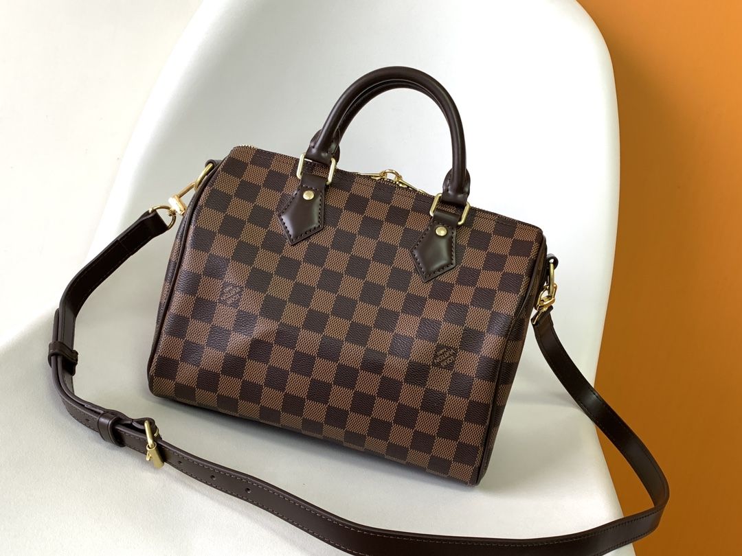 Louis Vuitton Speedy Bandoulière 25 Damier Ebène Canvas Women's Handbags N41368