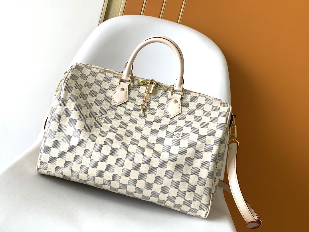 Louis Vuitton Speedy Bandouliere 30 Damier Azur Canvas Women's Handbags N41373