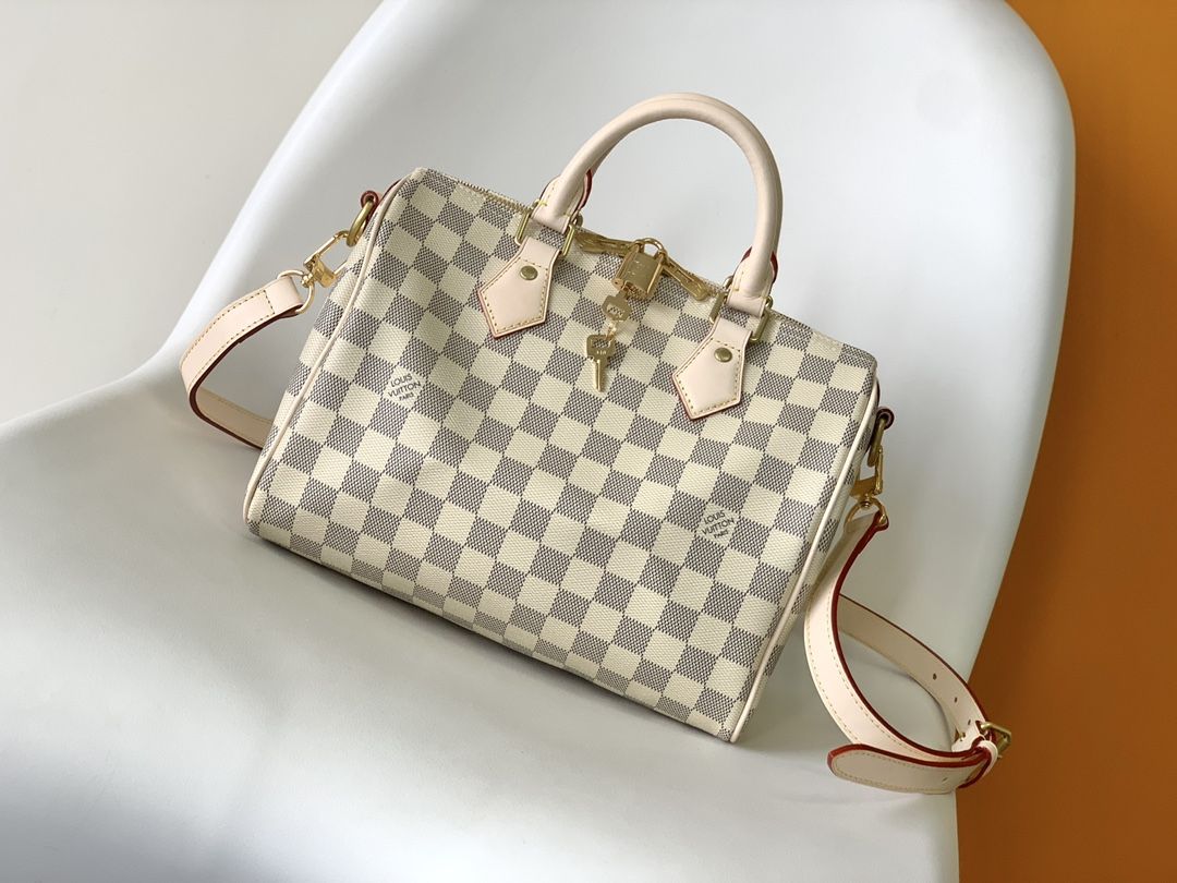 Louis Vuitton Speedy Bandoulière 25 Damier Azur Canvas Women's Handbags N41374