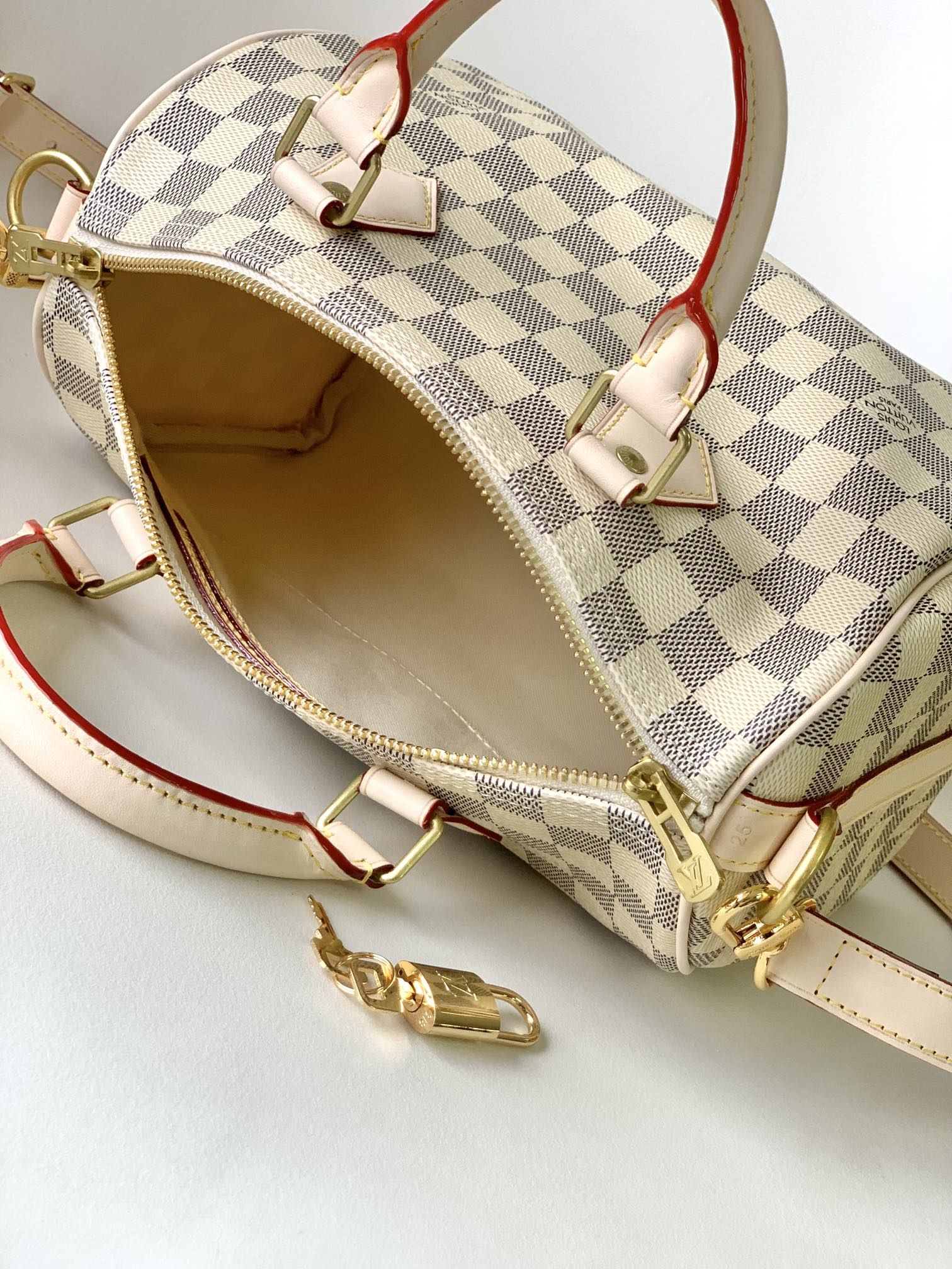 Louis Vuitton Speedy Bandoulière 25 Damier Azur Canvas Women's Handbags N41374