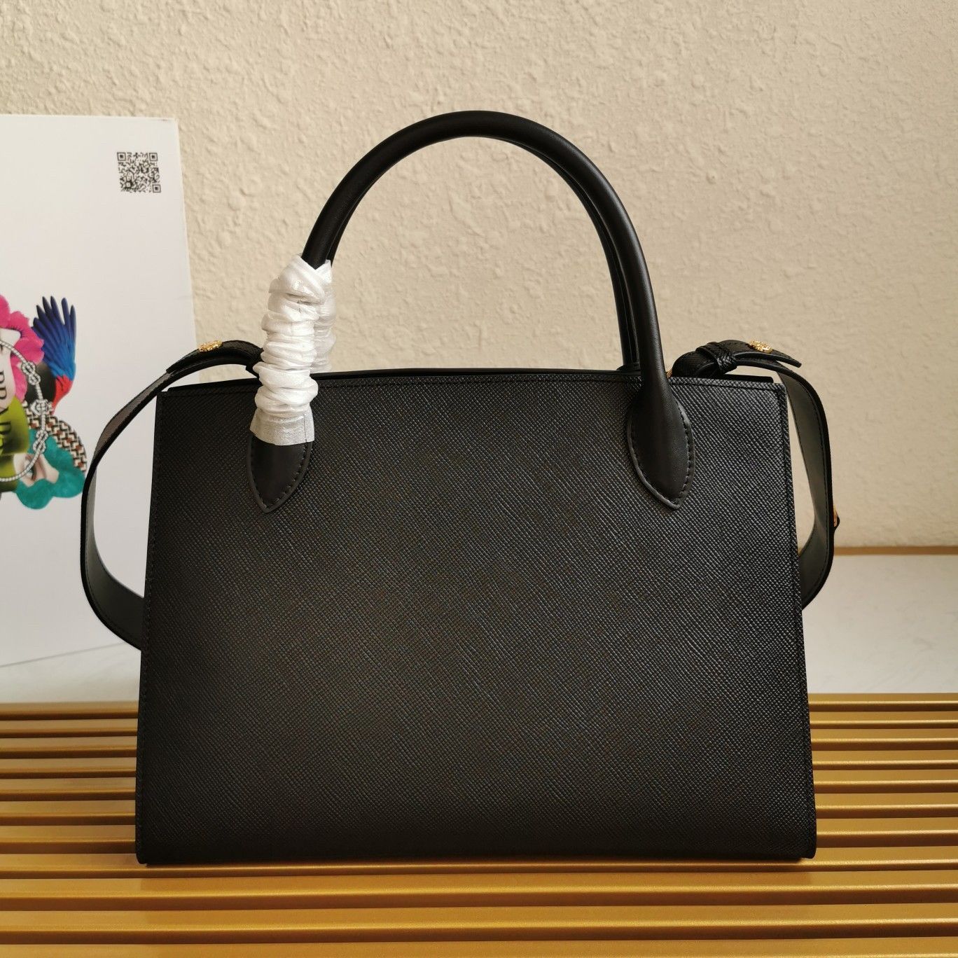 Prada Monochrome Medium Bag In Black Saffiano Leather