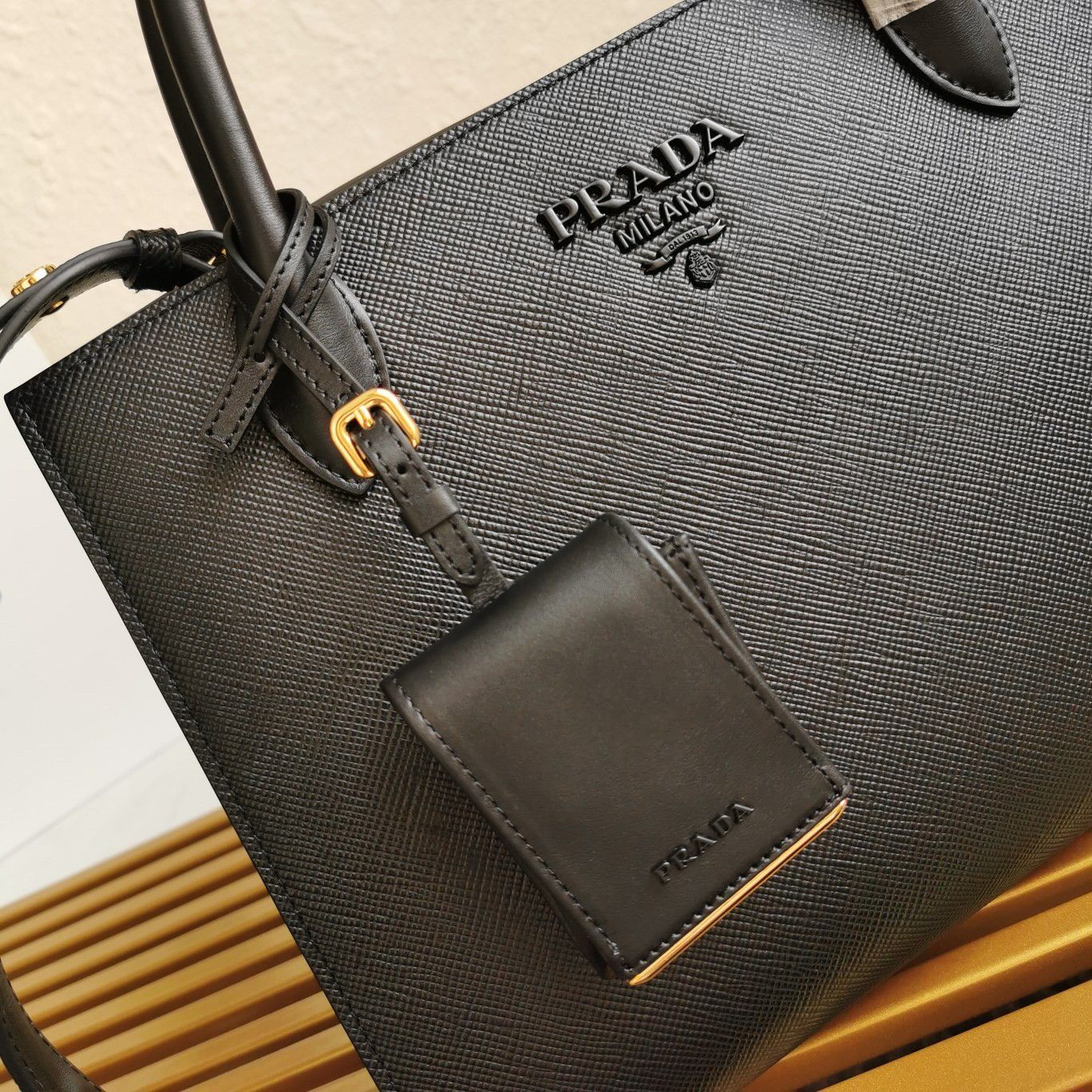 Prada Monochrome Medium Bag In Black Saffiano Leather