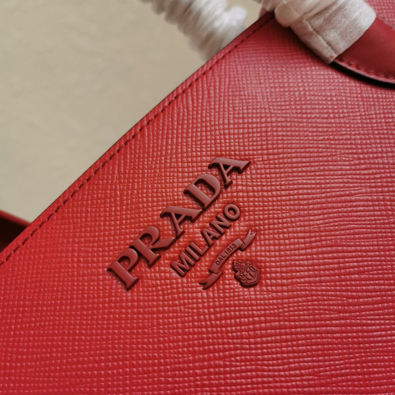 Prada Monochrome Medium Bag In Red Saffiano Leather